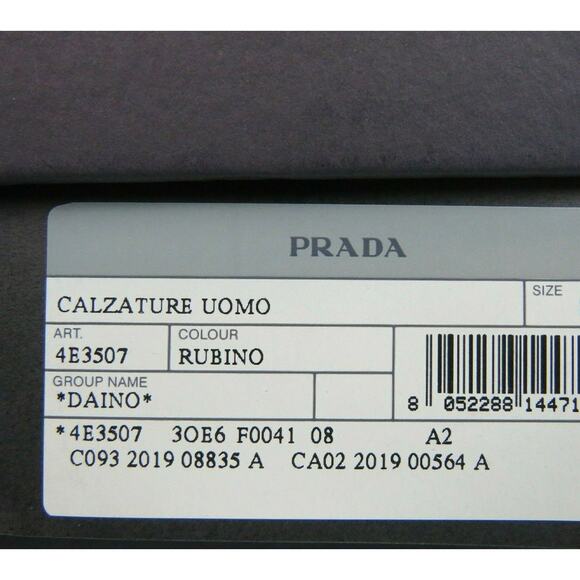 NIB PRADA 4E3507 RED TEXTURED LEATHER LACE UP LOGO LOW TOP SNEAKERS 7 US 8 - Picture 10 of 12